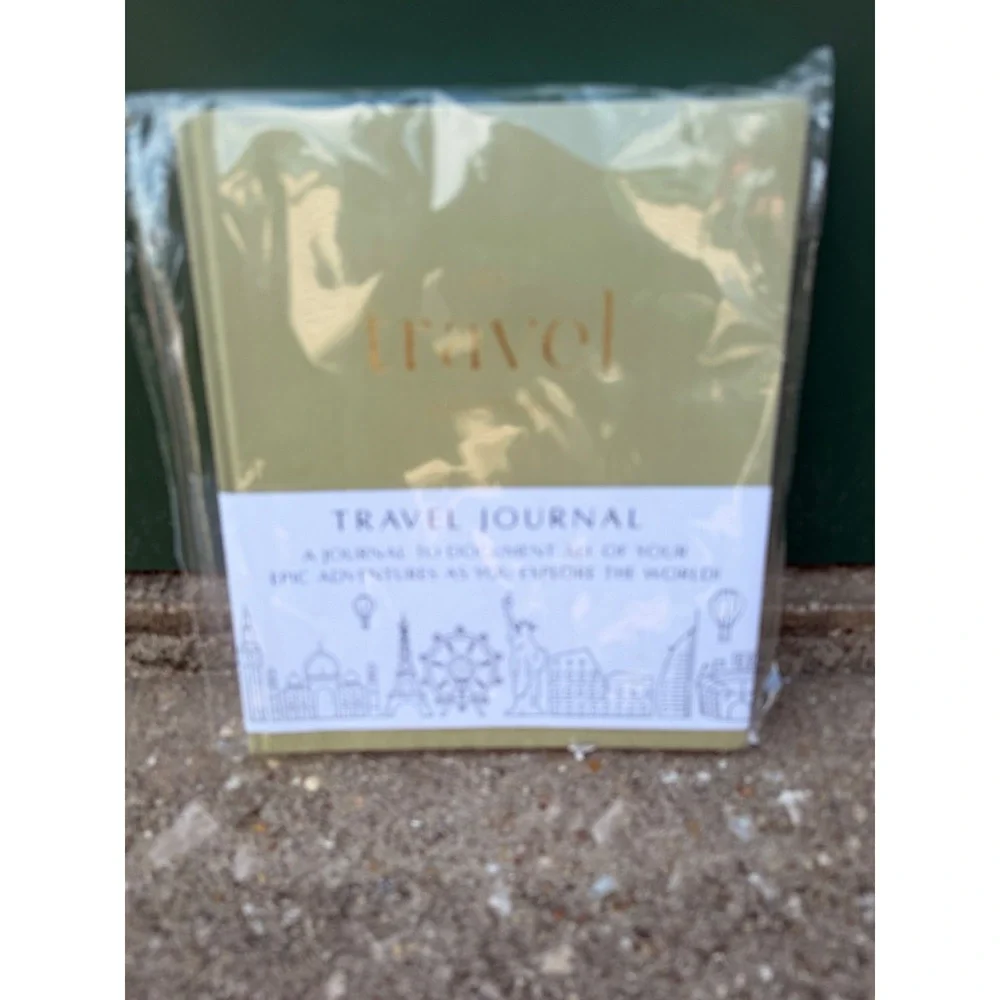 My Travel Journal Sage Green Linen Hardcover Guided Planner 200+ Pages 9x7.5 NEW